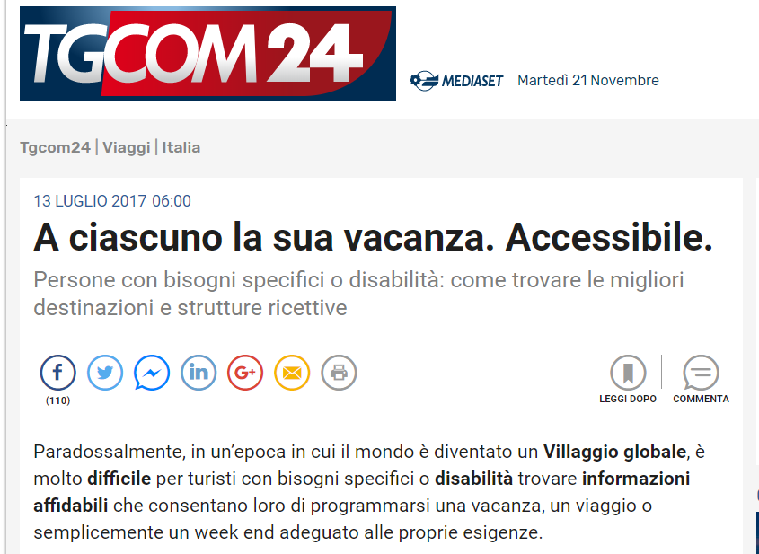 TGCOM 24 ha dedicato al nostro hotel un articolo approfondito