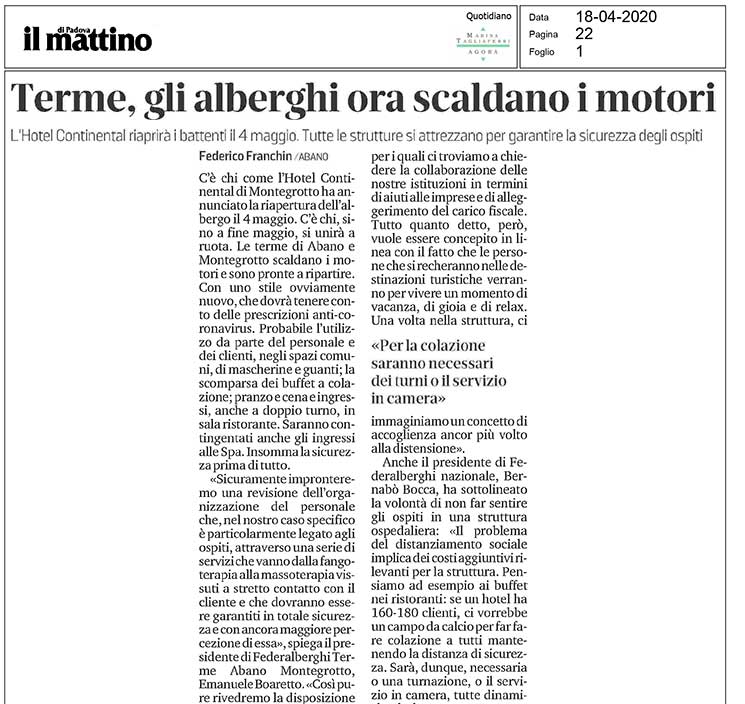 Terme, gli alberghi ora scaldano i motori