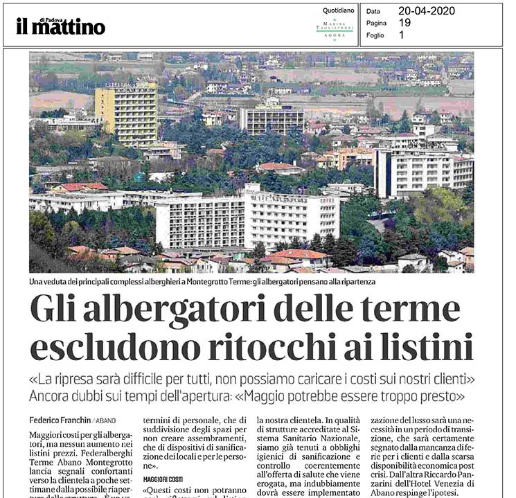 Gli albergatori delle terme escludono ritocchi ai listini