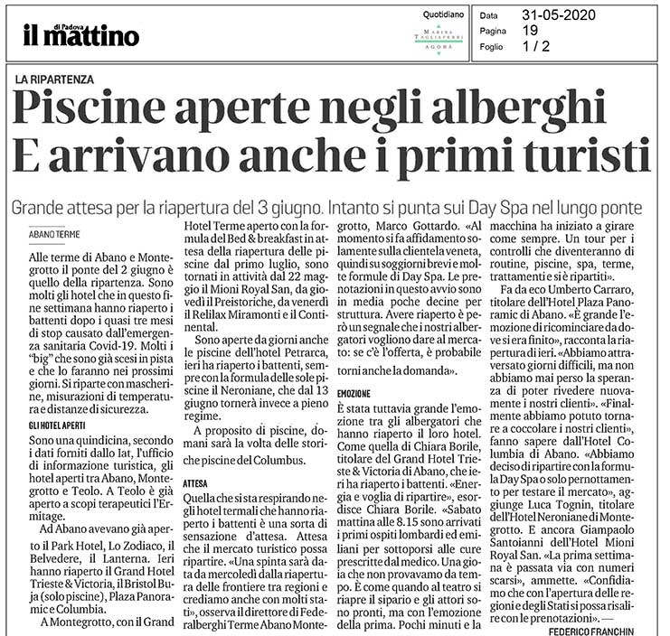 Piscine aperte negli alberghi. E arrivano anche i primi turisti