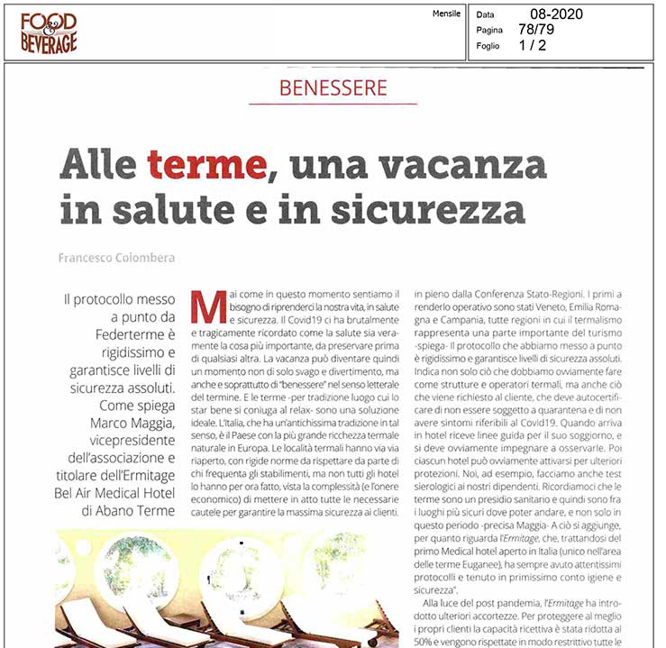 Alte terme, una vacanza in salute e in sicurezza