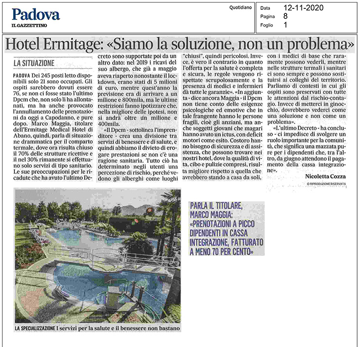 Hotel Ermitage: «Siamo la soluzione, non un problema»