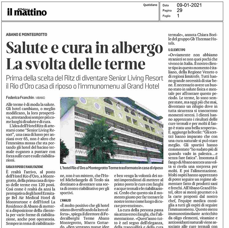 Salute e cura in albergo La svolta delle terme