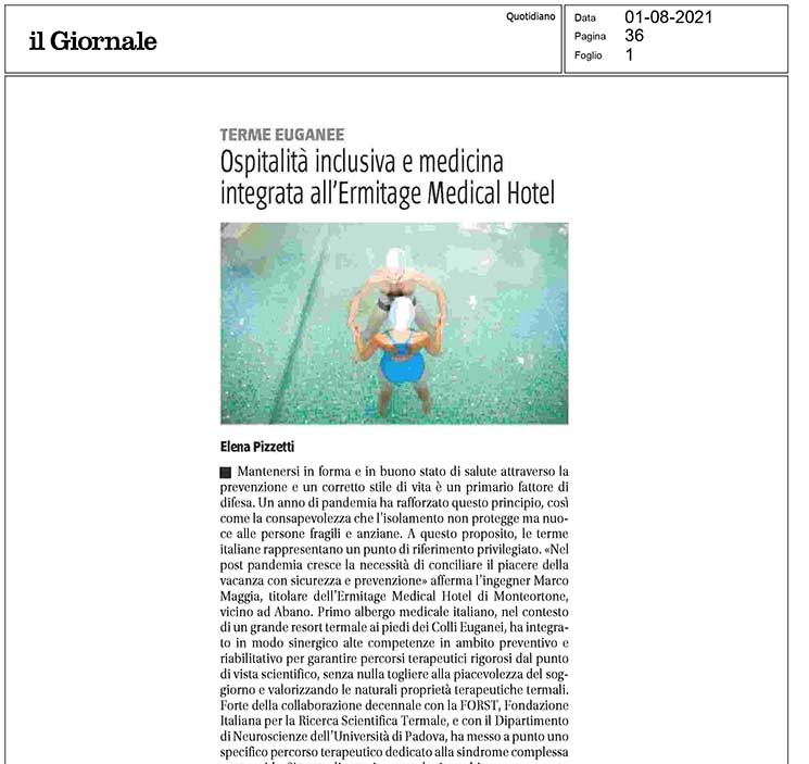 Ospitalità inclusiva e medicina integrata all'Ermitage Medical Hotel
