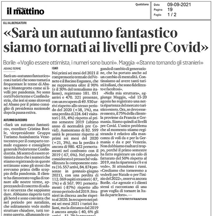 Sarà un autunno fantastico siamo tornati ai livelli pre Covid