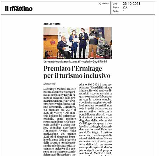 Premiato l'Ermitage per il turismo inclusivo