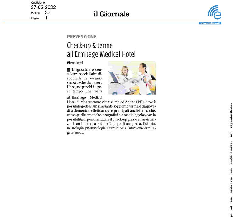 Check-up & terme all'Ermitage Medical Hotel
