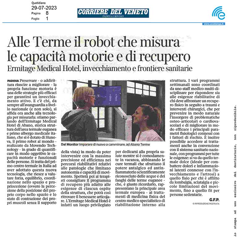 Alle Terme il robot che misura le capacità motorie e di recupero