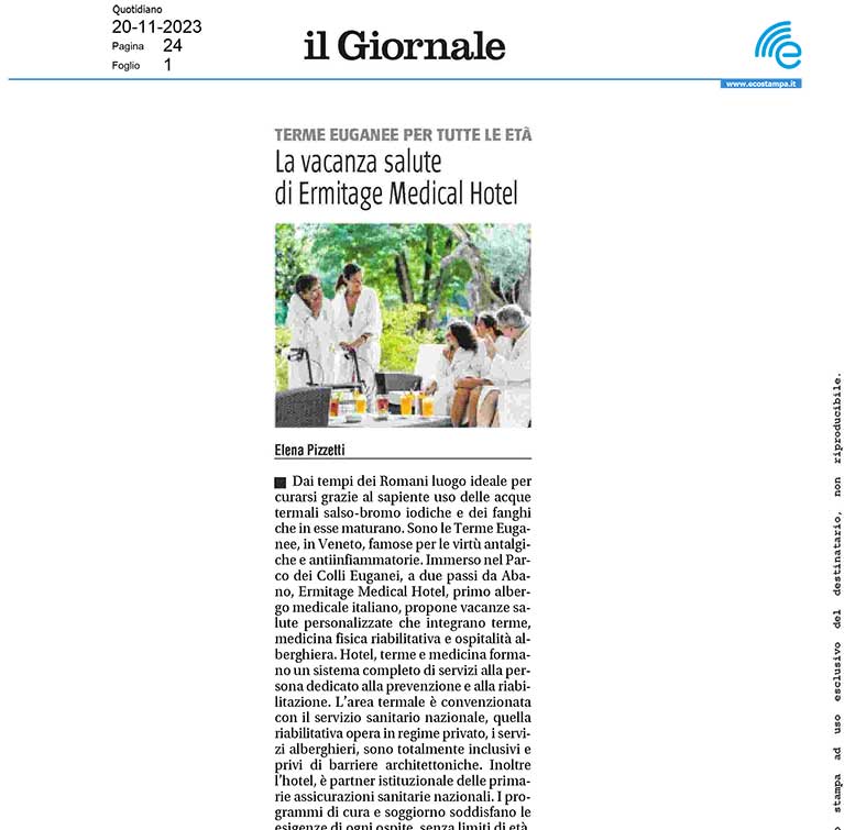 La vacanza salute di Ermitage Medicai Hotel