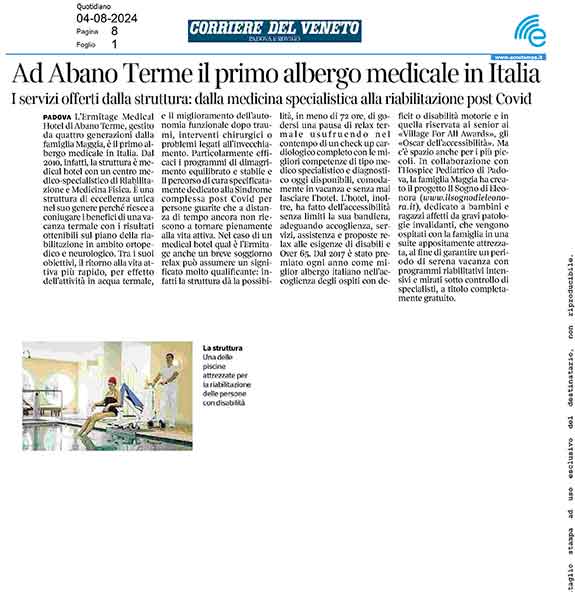 Ad Abano Terme il primo albergo medicale in Italia